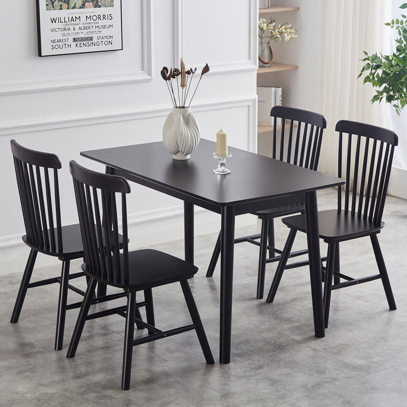 Ternell Rubber Wood Dining Chairs, Black