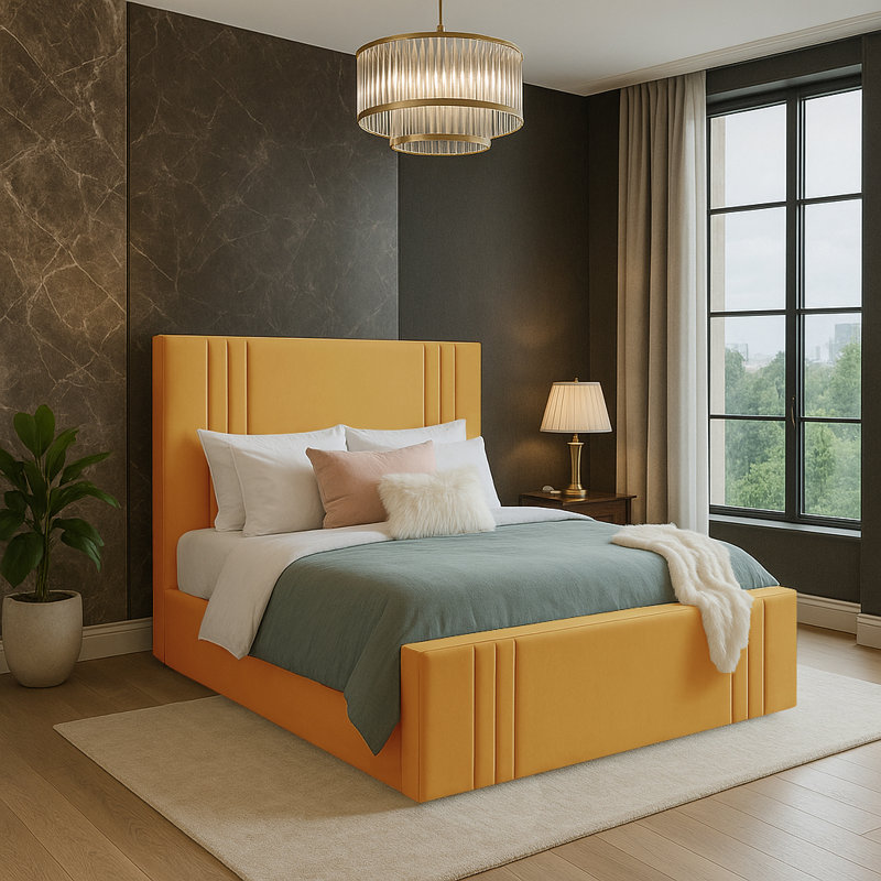 Mishayla Storage Bed, 135 x 190 cm, Turmeric