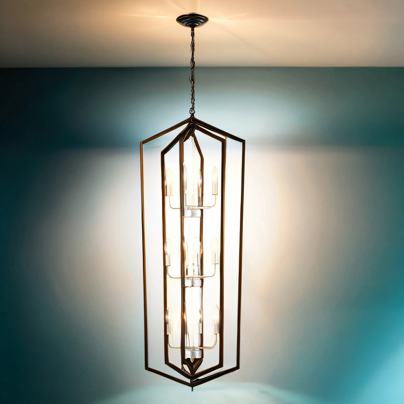 Farmhouse Kitchen Chandeliers, Vintage Rustic Cage Light Fixture Adjustable Height  Chandeliers For Dining Room Hallway Foyer Entryway (E12 Bulbs Not Included)