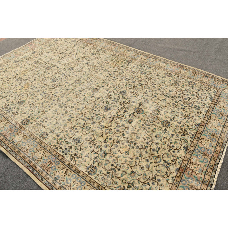 Tapis turc beige surdimensionné antique avec style bohémien Oushak idéal pour les grands espaces de vie
