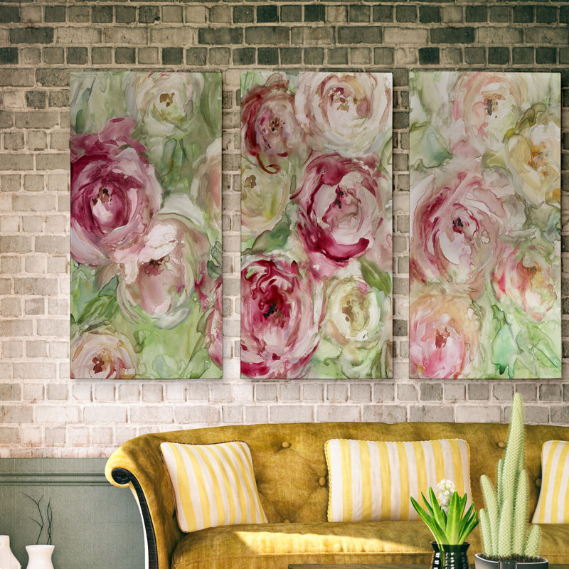 Rose grimpante - image multi-pièces sur toile, H 24 po x l 36 po x P 1,5 po