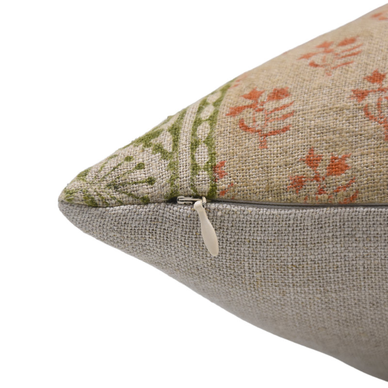 Housses de coussin en lin Fabritual Block Print (épais, orange), H 20 po x l 20 po