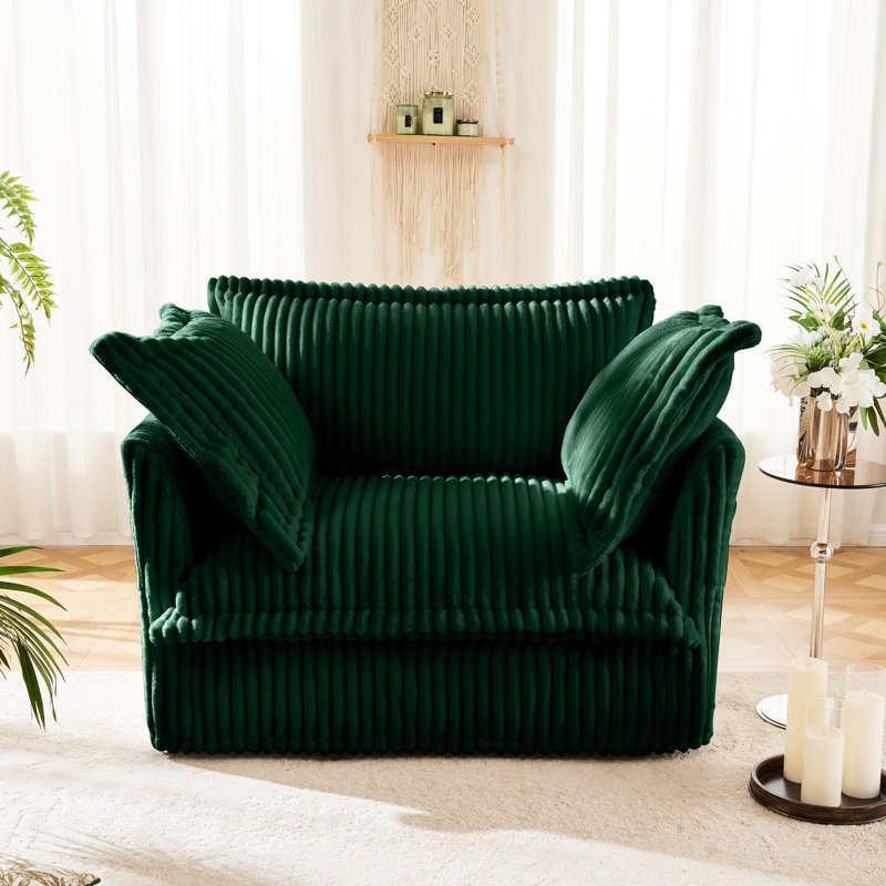 Fauteuil en velours côtelé Comfy, Vert