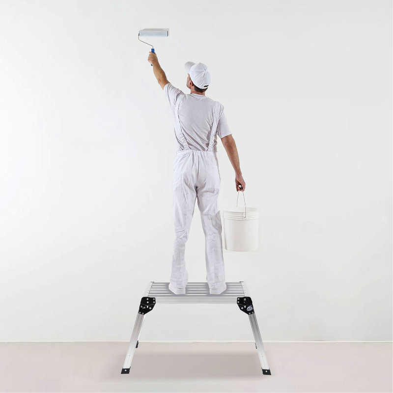 Plateforme de travail pliante, échelle de tabouret en aluminium pour cloison sèche, banc de travail robuste avec capacité de charge de 330 lb avec pieds antidérapants, idéal pour laver les véhicules, nettoyer, peindre, décorer