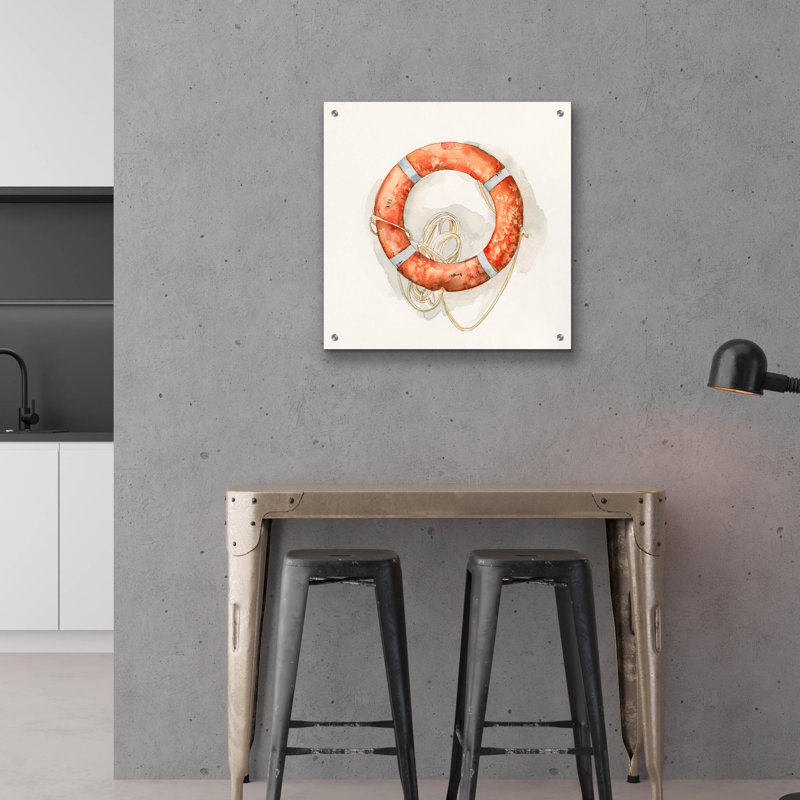  «Nautical Safety 1» par Emma Caroline, art mural en verre acrylique, 24 po x 24 po, H 24 po x l 24 po