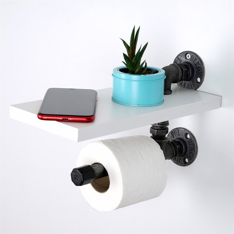 Stylish Pipe Shelf, Black, 5.9 x 11.0 x 5.9 inches | 100% MDF Construction, Durable and Modern Design | Perfect for Living Room, Office, or Kitchen Storage | Space-Saving Solution for Any Decor