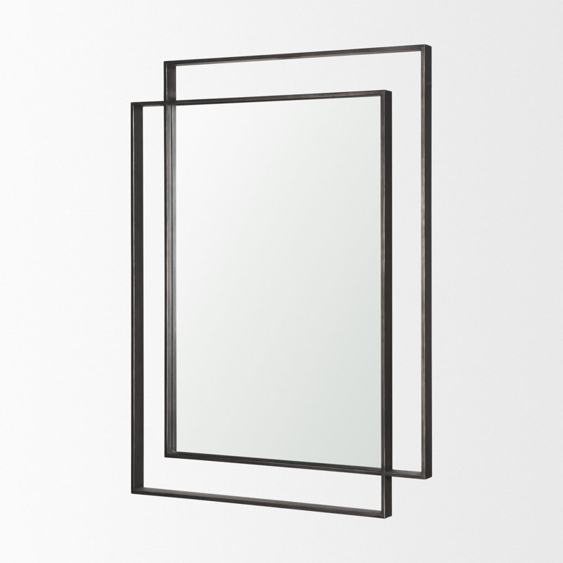 Miyashiro Rectangular Dual Metal Frame Gunmetal Mirror