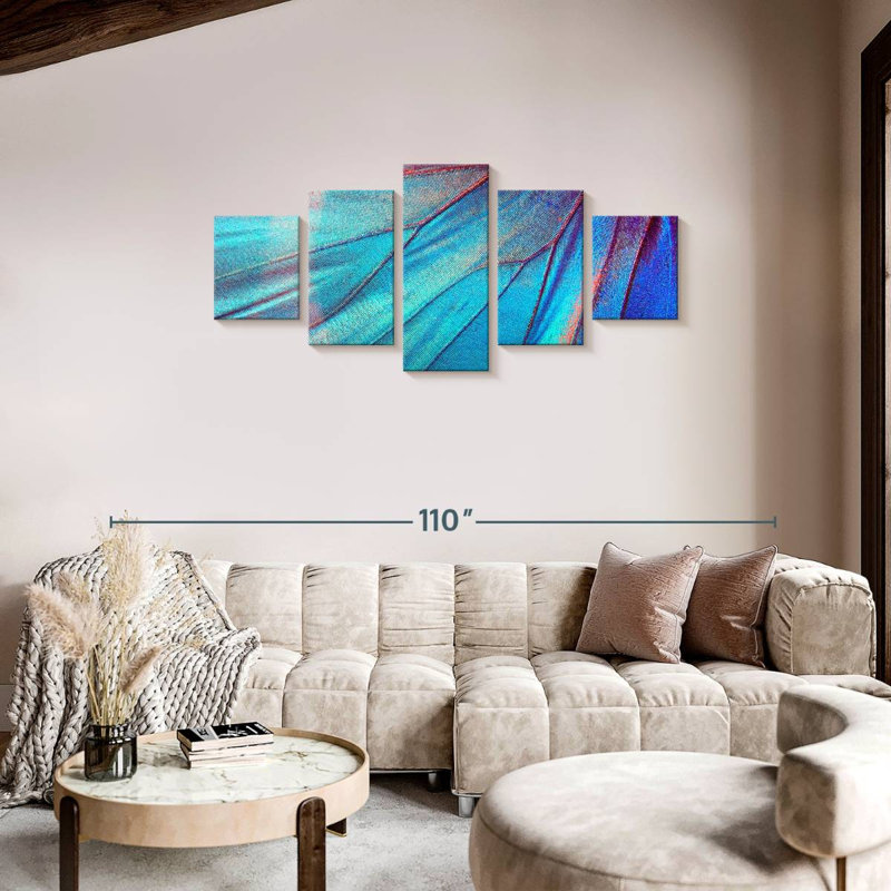 Blue Butterfly Wing, 34" H x 74" W