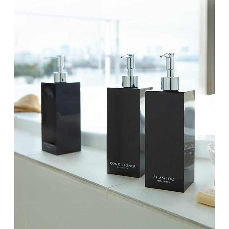 Yamazaki Home Square Shower Dispenser - Three Styles, ABS Plastic, Shampoo, Black