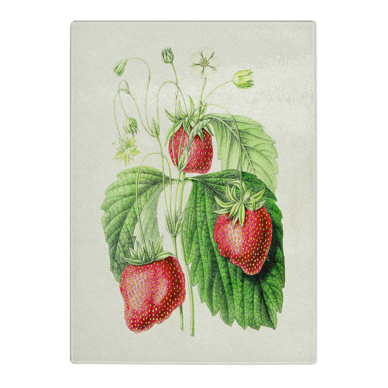 Tempered Glass Illustration of Strawberries Chopping Board, 28.5 cm x 39 cm