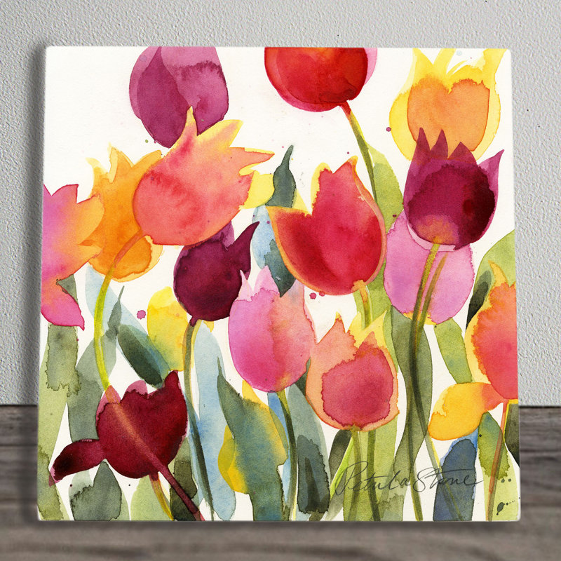 P.STONE Traditional Plants & Flowers Wall Decor on Ceramic