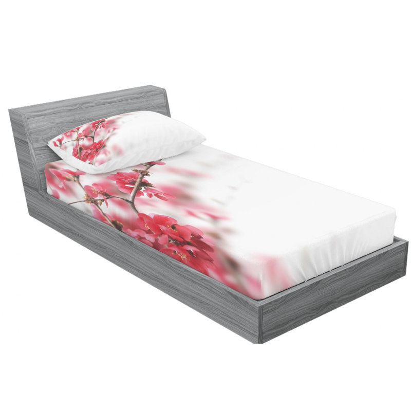 Microfiber Floral Sheet Set, Twin Sheet Set with Fitted Sheet