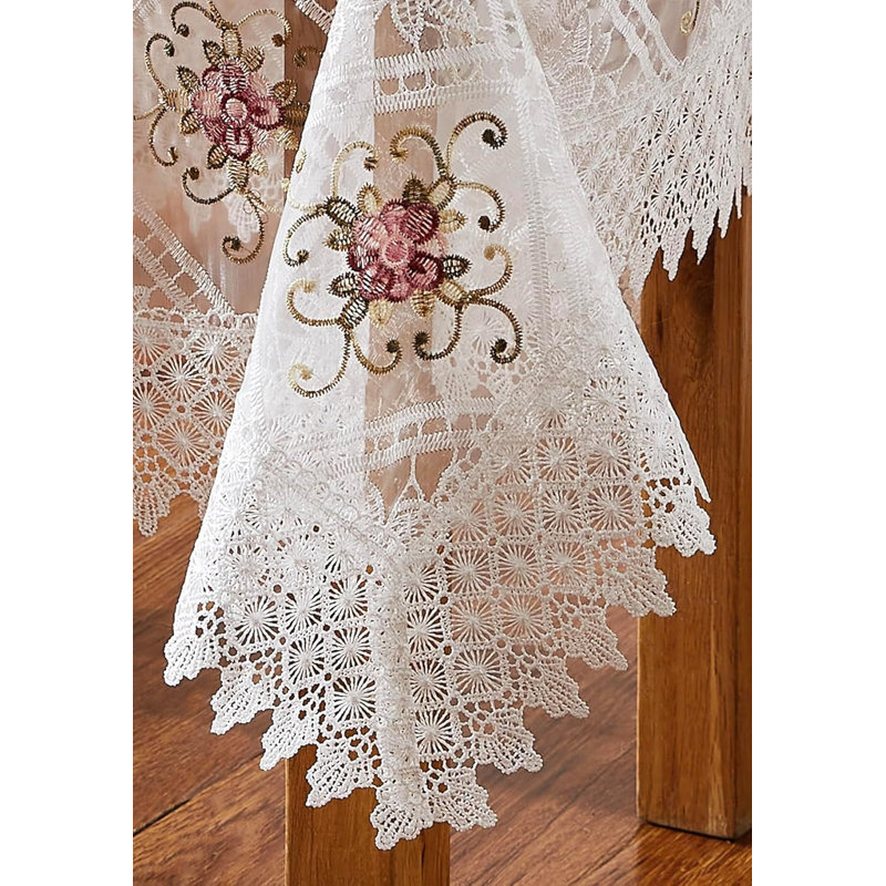 Jonilee Round Floral Lace Tablecloth, White, 70" Round