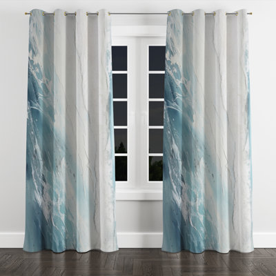 Soft Color Minimal Beach Wave I - Nautical Velvet Blackout Grommet Curtain - 1 panel