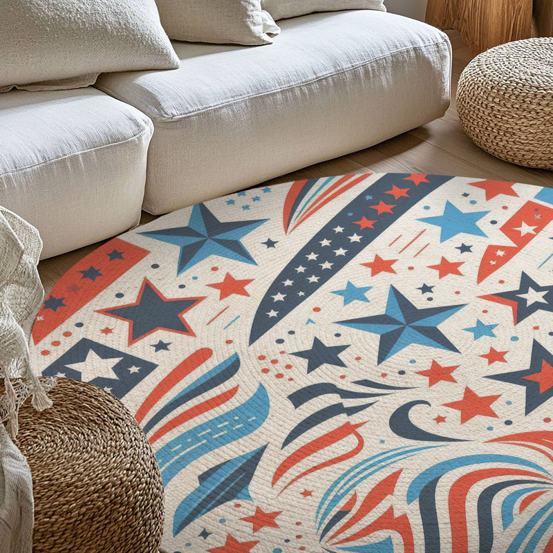 Tapis tressé Patriotic Stripe Parade, Rond 5 pi