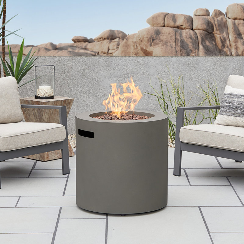 Aegean 24" Round Steel Propane Fire Pit Table with Hidden Tank Storage by Real Flame, Gray