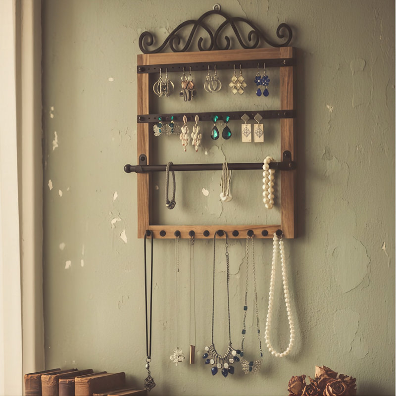 Organisateur de boucles d'oreilles en acacia