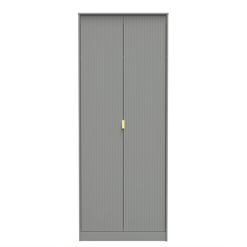 Fully Assembled 2 Door Wardrobe, 197cm H x 111cm W x 53cm D, Dusk Grey