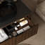 Meuble-lavabo 36 po avec lavabo, conception rayée autoportante, armoire de rangement avec tiroir, tablette ouverte