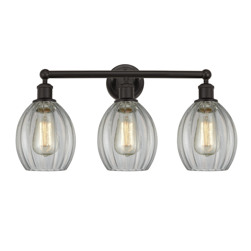 Éclairage pour salle de bain 3 lumières à intensité variable en métal l 23,5 po Bolduc, Transparent, Bronze huilé