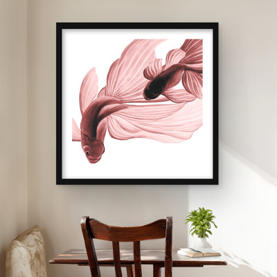 Imprimé mat rouge à motif de poisson rouge Betta | Décoration animaux asiatiques