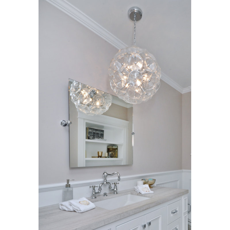 Asherton 8 - Light Unique/Statement Pendant, Polished Chrome / Clear Murano