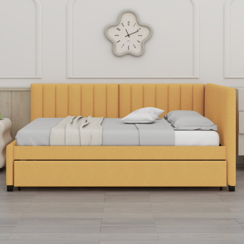 Lit de jour rembourré avec couchette, Complet/Double, Jaune