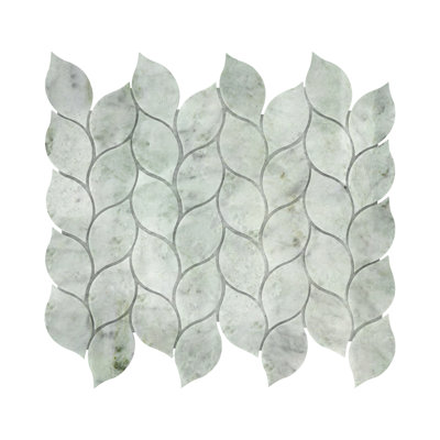 Carrara Ming Green Marble 3" x 1.5" Leaf Pattern Polished Mosaic Wall & Floor Tile