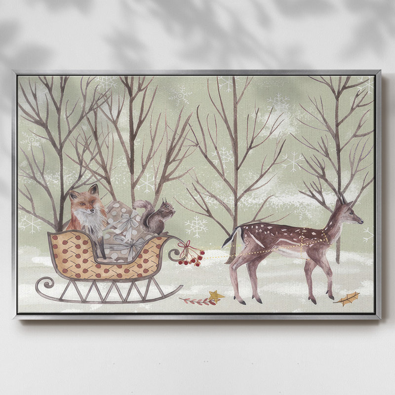 " Christmas Time I ", 25" H x 37" W x 1.5" D, Silver Floater Framed Canvas