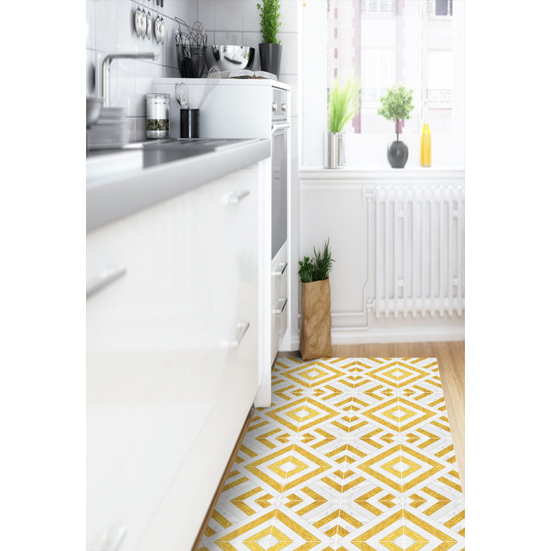 Caren Non-Slip Geometric Doormat, Runner 66 x 250cm