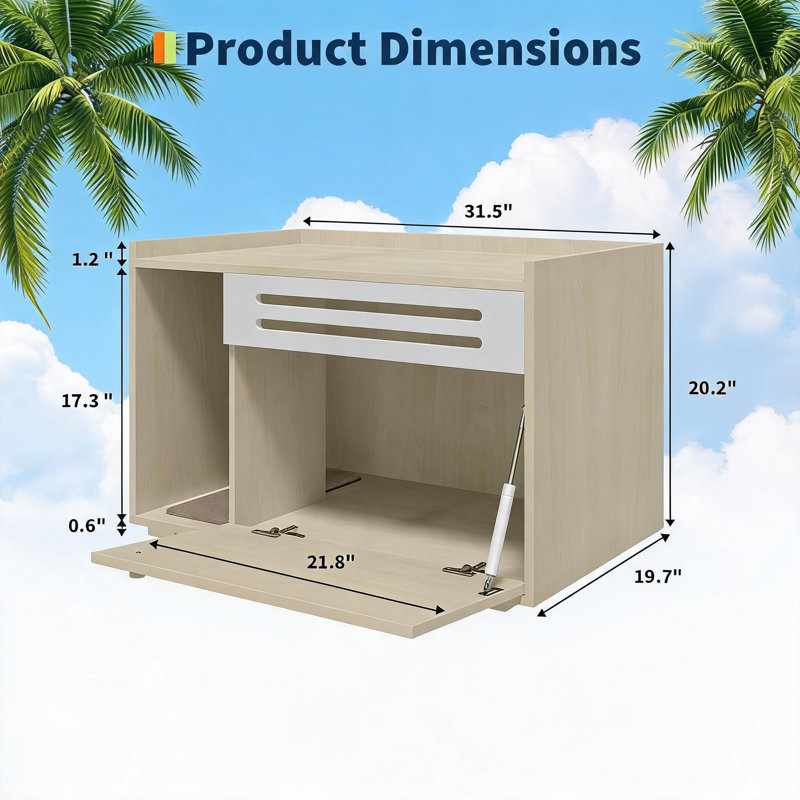 MDF Litter Box Enclosure, Tan