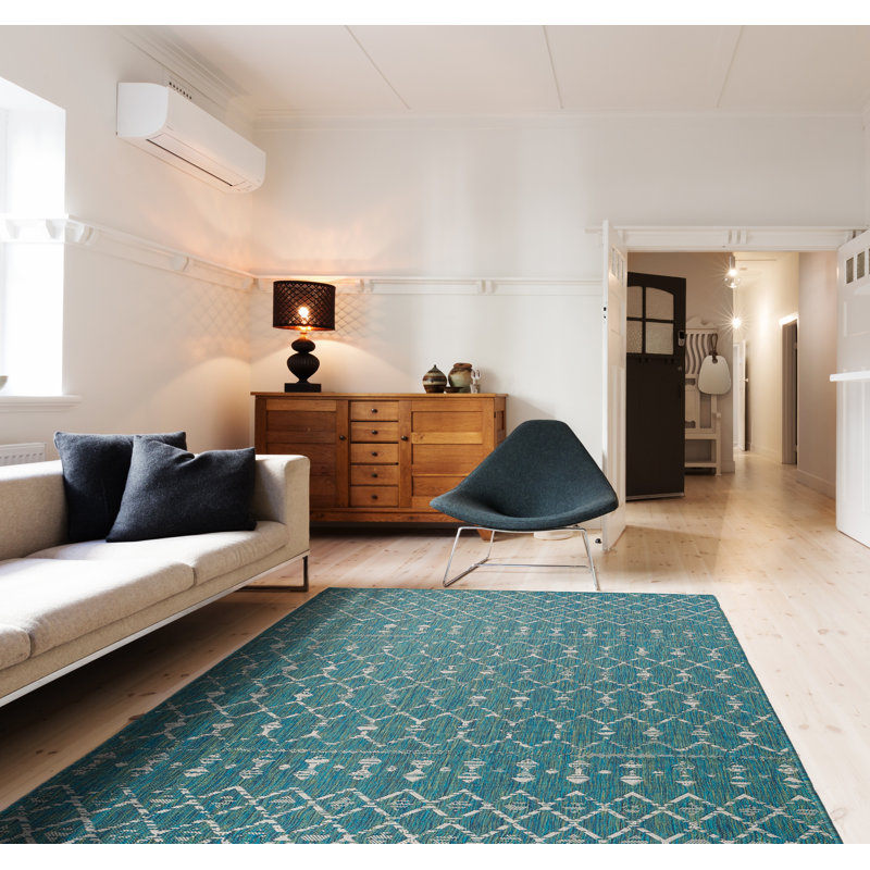 Tapis intérieur / extérieur bleu Maja Ocean, Rectangle 8 pi x 10 pi