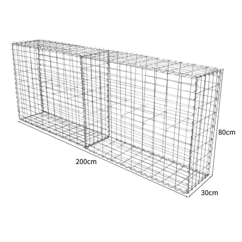 Agnetha 80cm H x 200cm W Silver Metal Gabion Wall