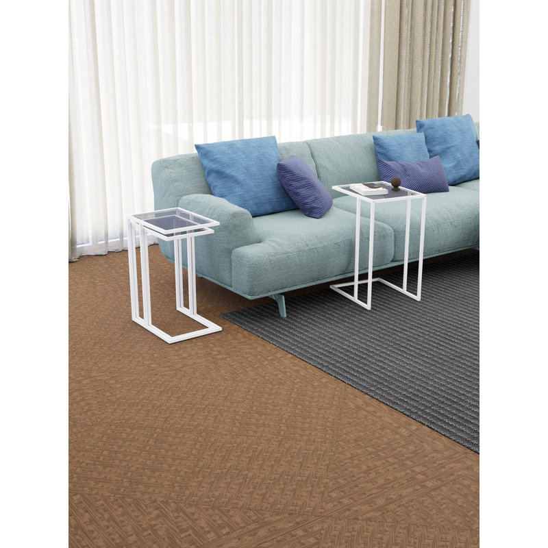 Ensemble de 3 tables gigognes modernes en verre trempé fumé blanc et fumée, 16,5 po x 22,8 po x 13,0 po | Pieds en métal, épaisseur: 0,16 po | Conception élégante et fonctionnelle pour les espaces de salon et de bureau