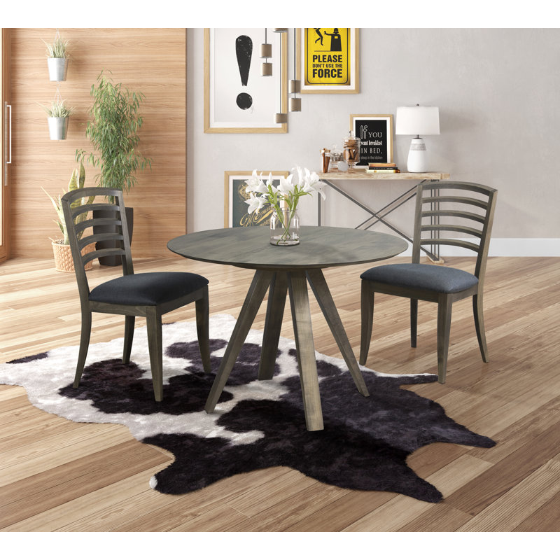 Drake Maple Round Solid Wood Dining Table, Gray, 29" H x 42" L x 42" W