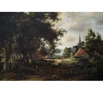 « entrée à un village » par meindert hobbema-impression d’art graphique