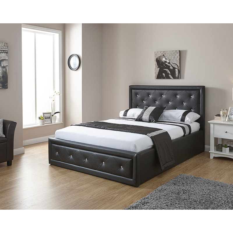 Dadur Upholstered Ottoman Storage Bed, Black, Double (4'6)	