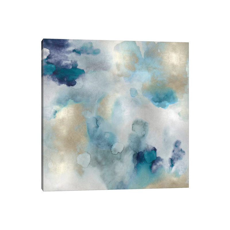 Aqua Movement I by Lauren Mitchell - Wrapped Canvas Painting, 30.48 cm H x 30.48 cm W