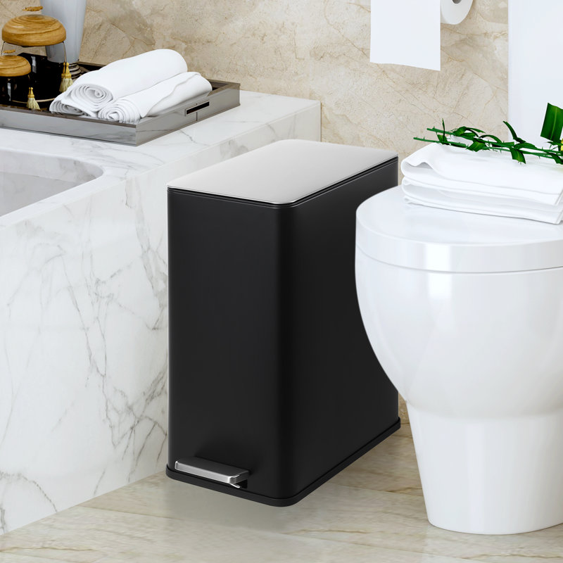 Poubelle de cuisine 4 gallons, poubelle en acier inoxydable 15 L avec seau intérieur amovible et fermeture en douceur, Noir