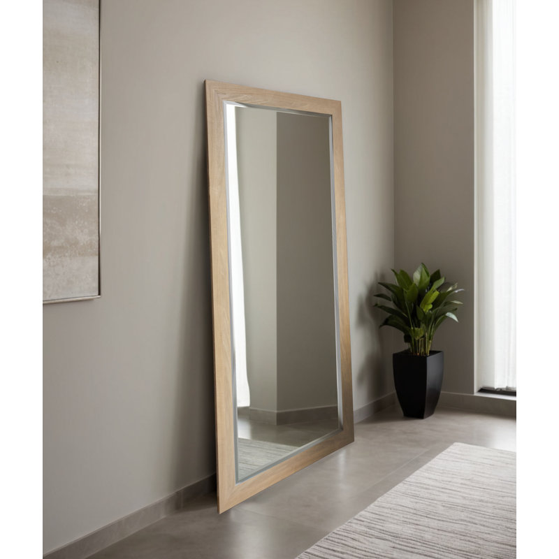 Beveled Full Length Mirror, Blonde Maple