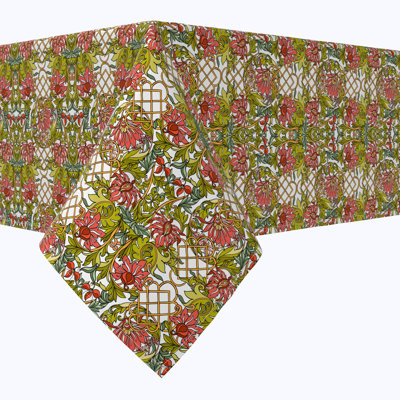 Rectangular Tablecloth, 100% Cotton, Floral 22