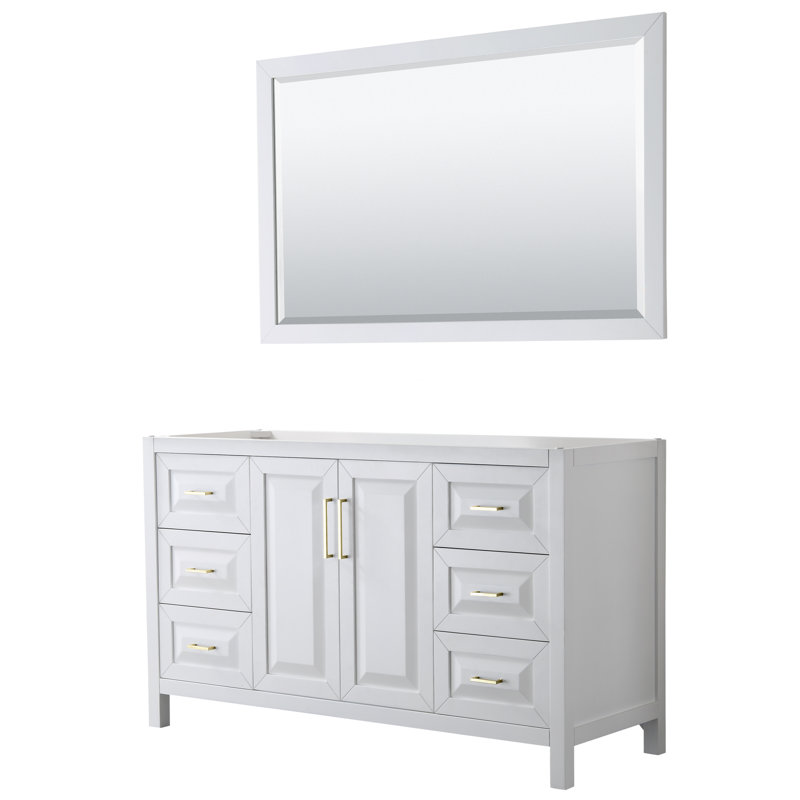 Daria 60'' W Single Vanity, Brushed Gold, White Cultured Marble, White