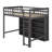 Loft Bed With Open Storage Shelves And Built-In Ladder