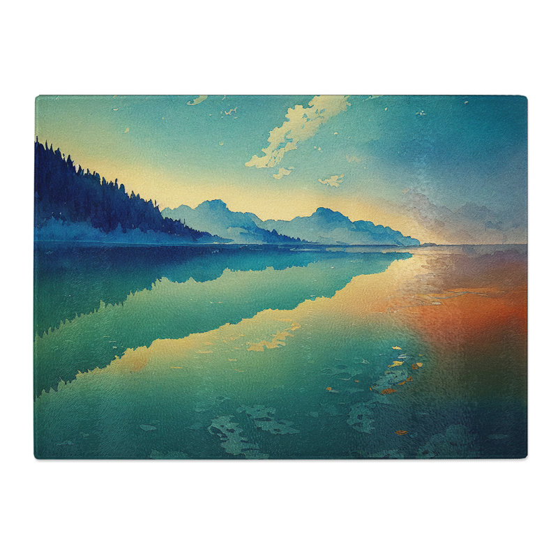 Glowing Lake Art  Glass Chopping Board