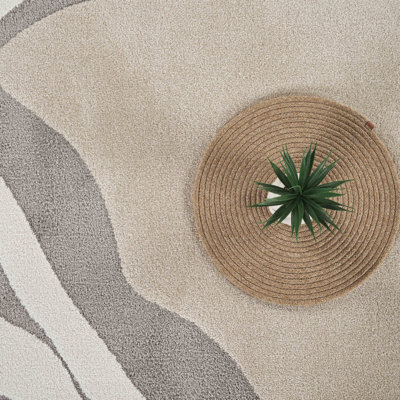 Tapis neutre à motif organique abstrait Abani Rugs Zebulon Collection BEA140A