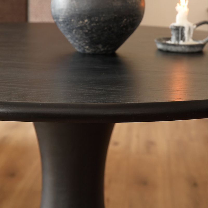 Black Round Solid Wood Dining table,  29.53"H x 39.37"L x 39.37"W