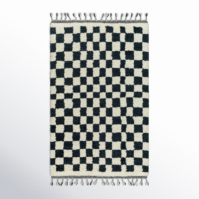 Keon Hand-Woven Checkered Shag Rug