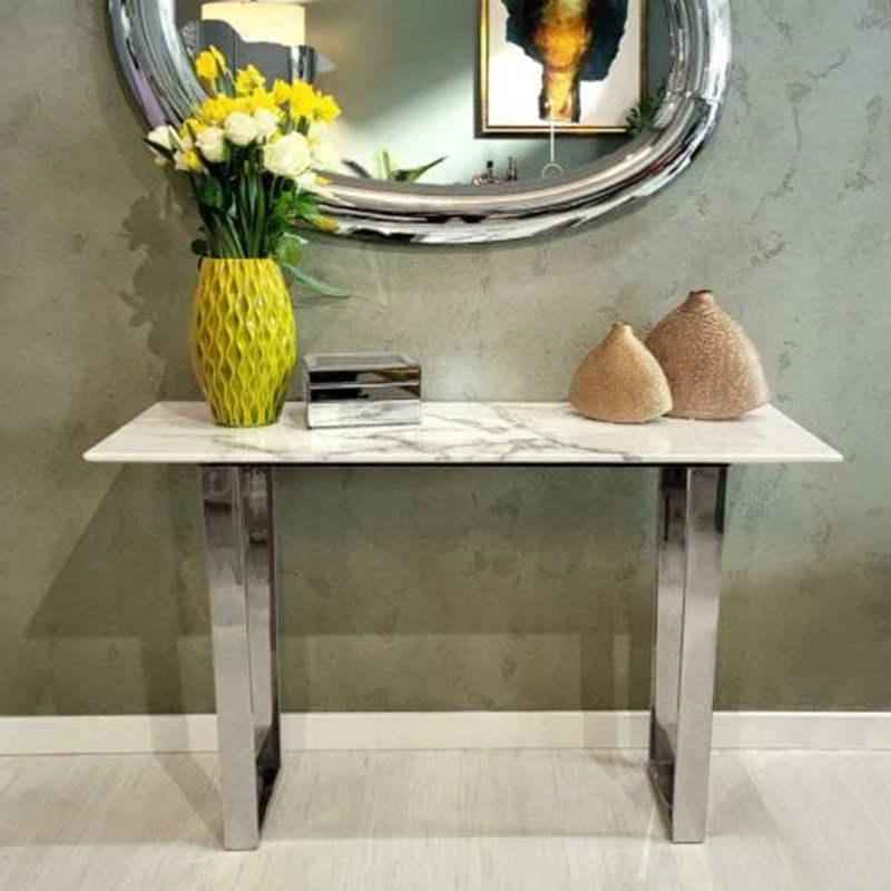 Montiera 122cm Console Table, Silver/White
