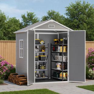 6 ft. W x 4 ft. D Outdoor Storage Shed, Resin Storage Shed with Window