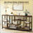 71" Industrial Console Table with Multi-Level Shelving